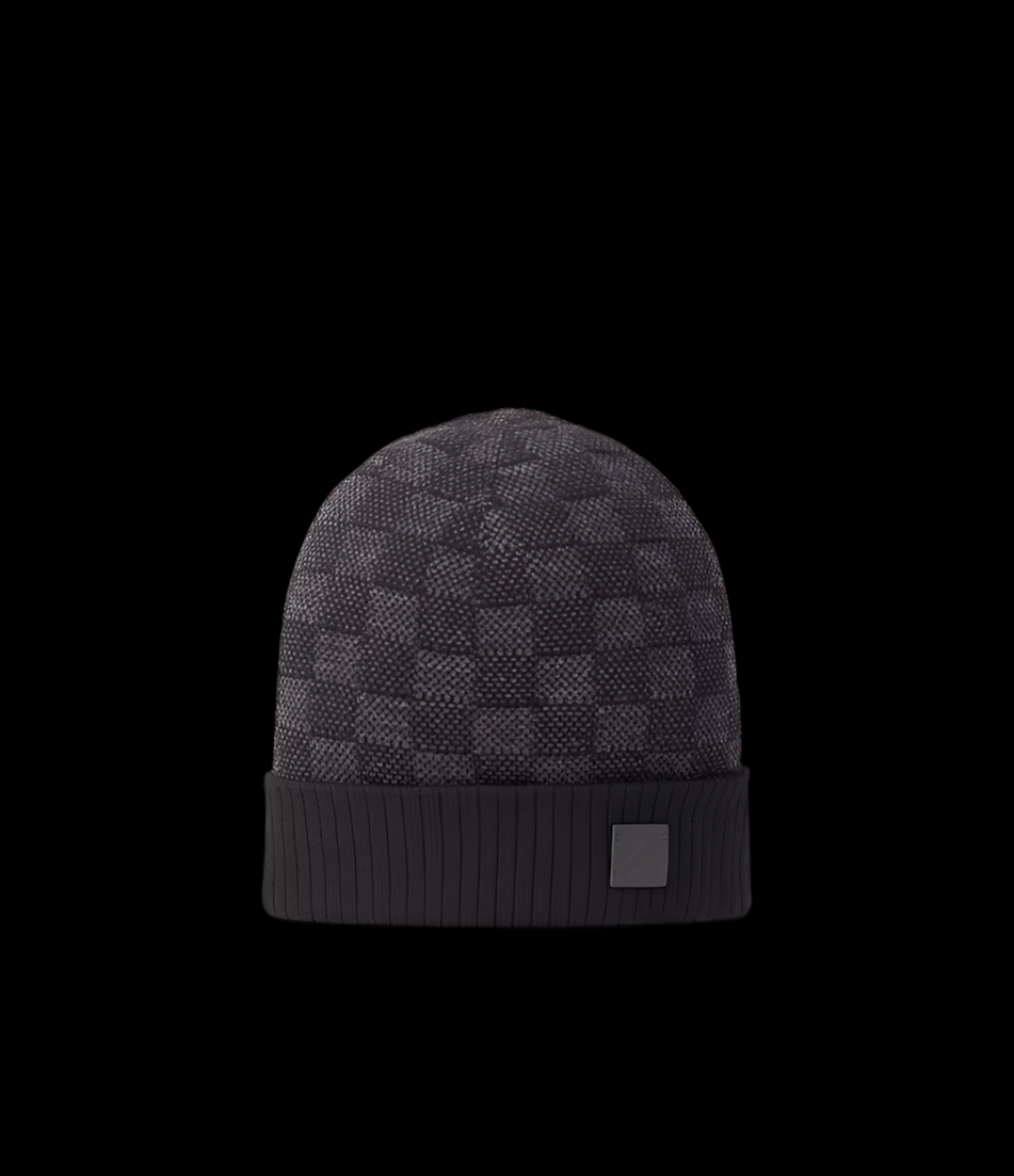 Lv Chequered Beanie - Black