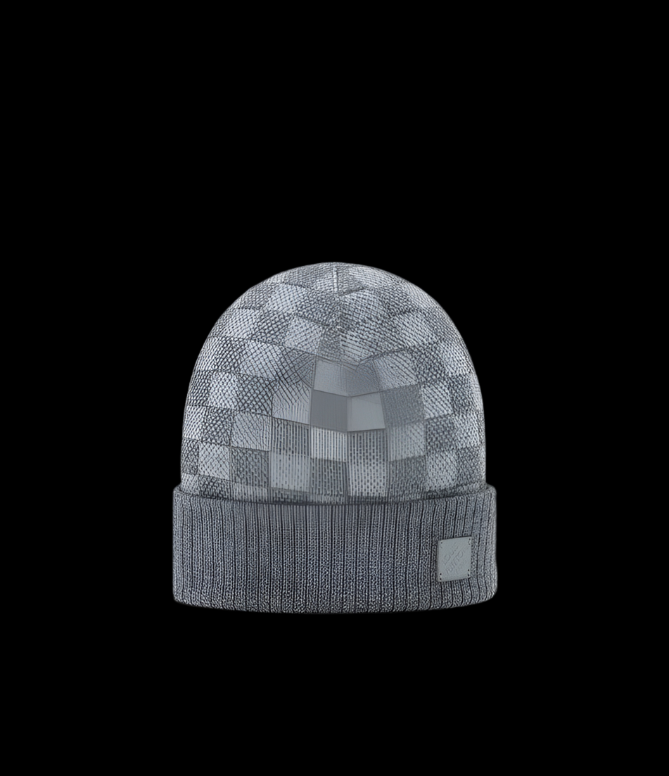 Lv Chequered Beanie - Grey